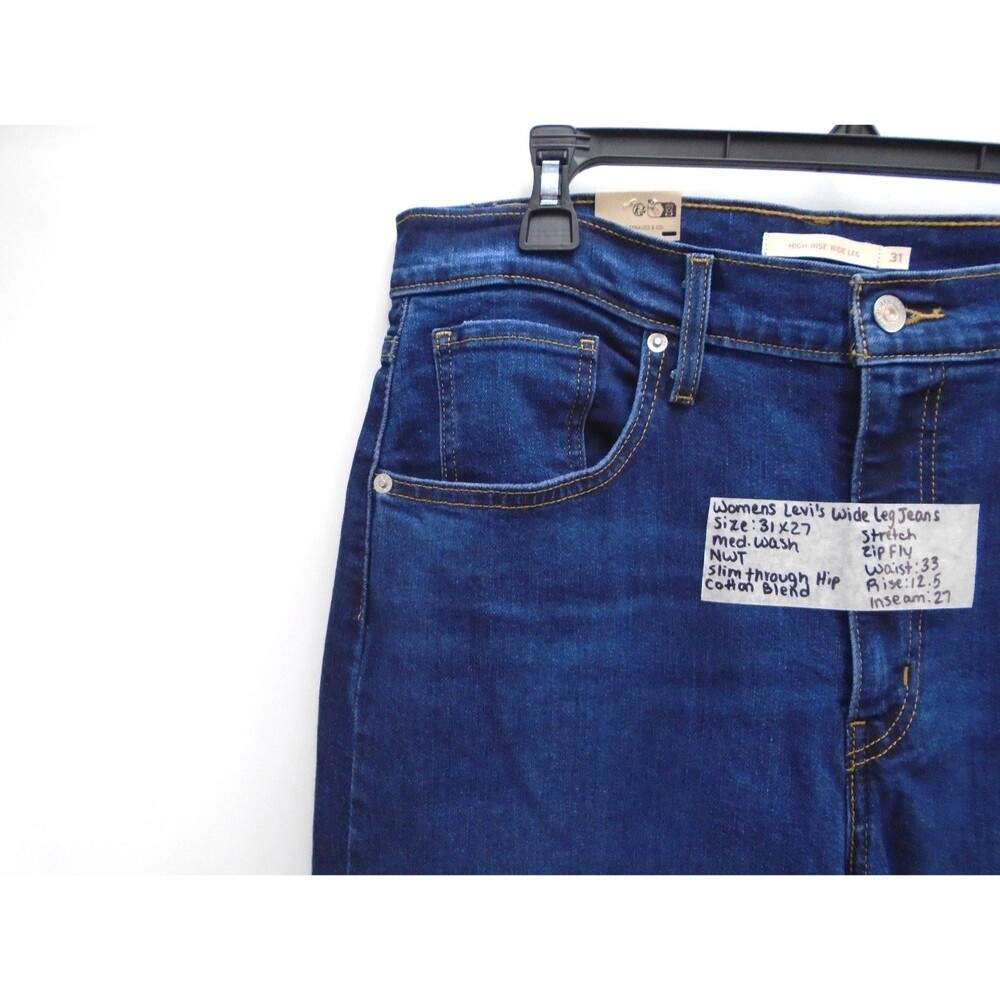 Levi's High Rise Wide Leg Jeans Womens 31x27 Winter Evening Dark Indigo Denim - Picture 5 of 12